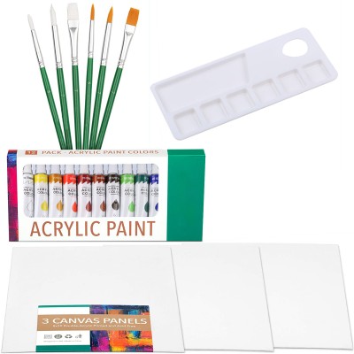 art set with acrylic paint canvas panel and  Brushes  canvas painting set for kids