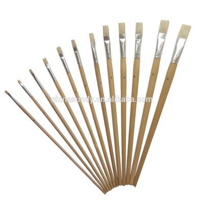 Natural bristles Flat shape wood handle artist oil painting brush set