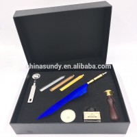 High quality feather dip pen,feather Fountain pen set with seal stamper and WAX,