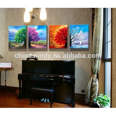 Modern Landscape 4 Panels Framed Canvas Print Wall Art, Ready to Hang