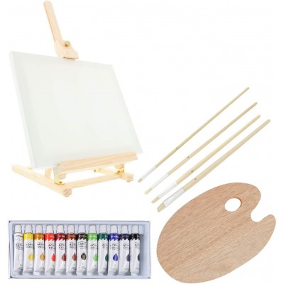 13-Piece kids  Painting Set with Mini Table Easel blank wholesale artist canvas kids painting set