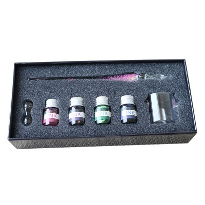 Hand blown glass dip pen set